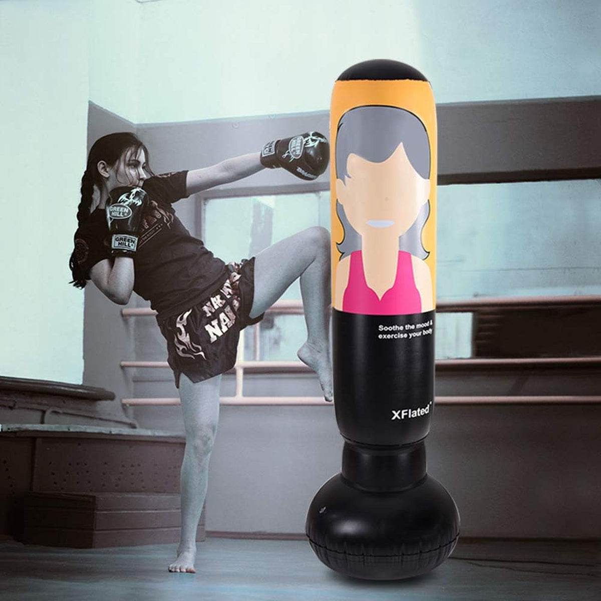 Inflatable Punching Bag for Kids and Adults, 58 Inch Free Standing Boxing Equipment