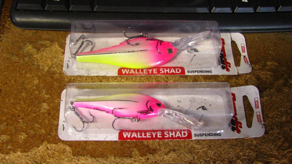 Walleye Shad Crankbaits Set - 2 Sizes, Pink & Chartreuse Colors for Fishing