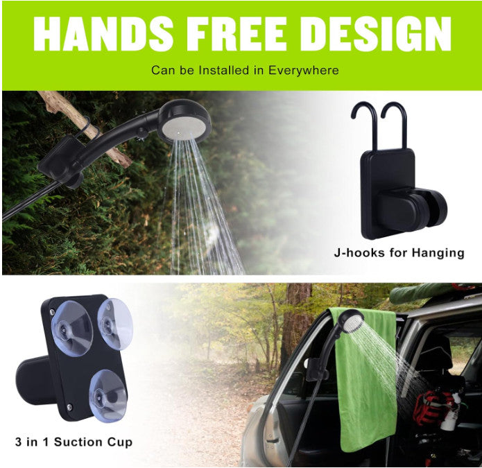 Portable Camping Shower 6000mAh with LED Display Water Temperature Control