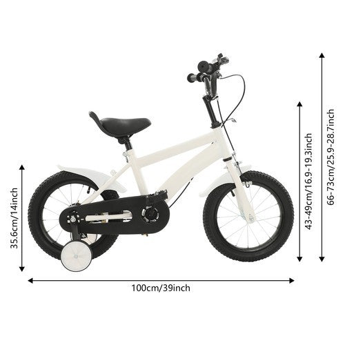 14-Inch Kids Bicycle with Training Wheels, Beginner Kids Bike for Children