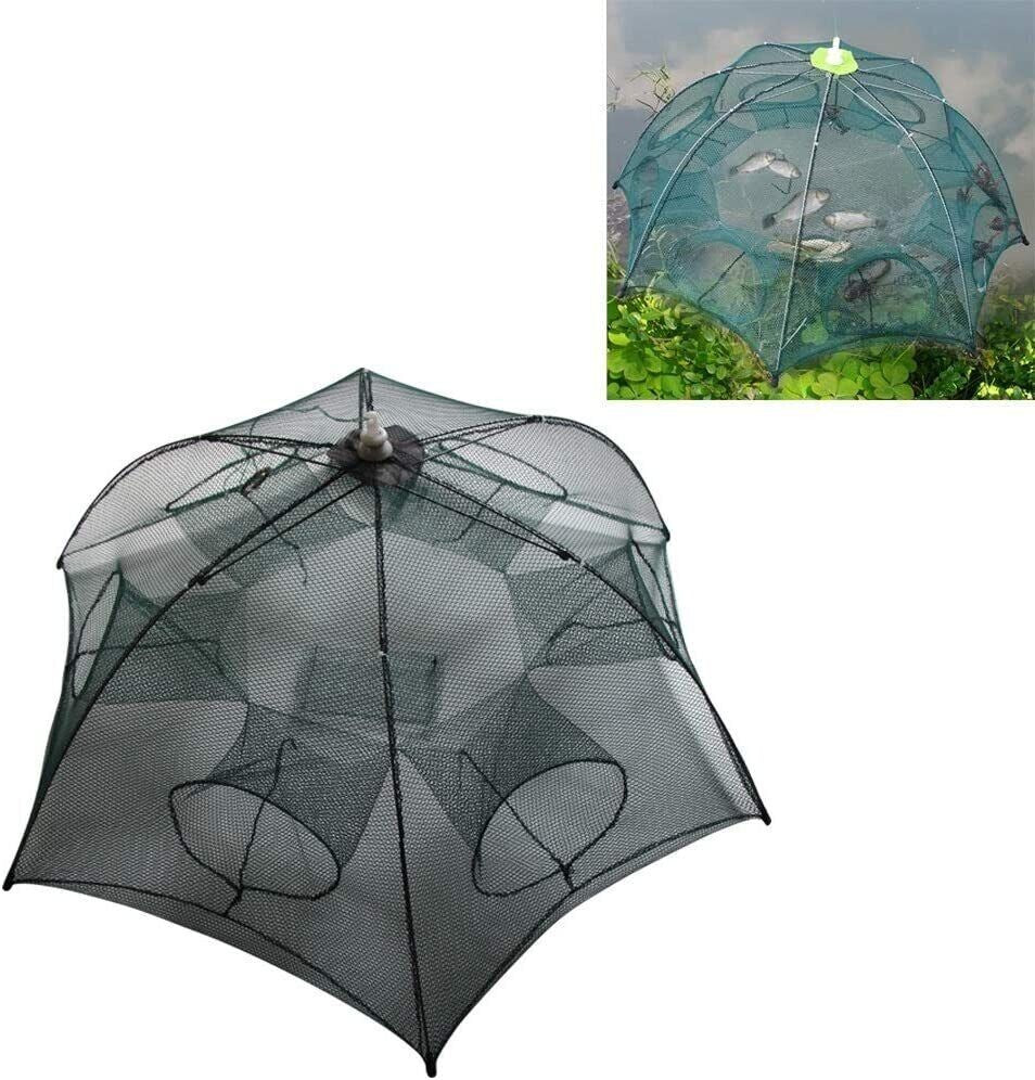 Foldable Fishing Bait Trap Crab Net Crawdad Shrimp Cage with Six Entrances