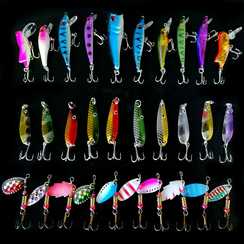 30pcs Fishing Lures Kit - Spinner Baits for Bass and Trout