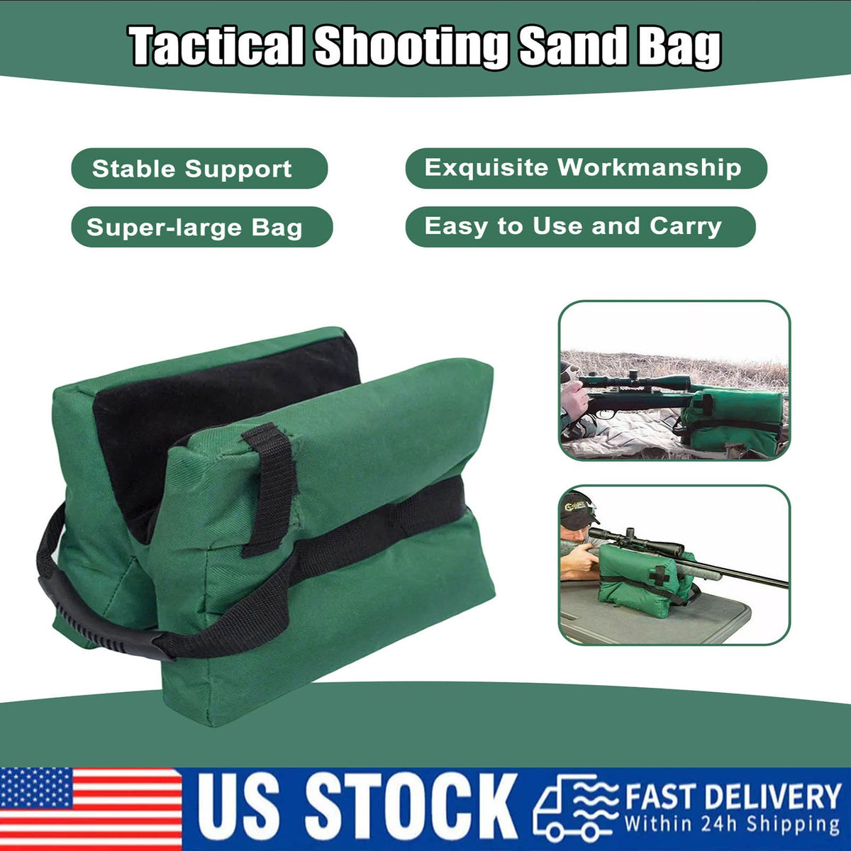 Shooting Range Sand Bag Set Rifle & Shotgun Bench Rest Support