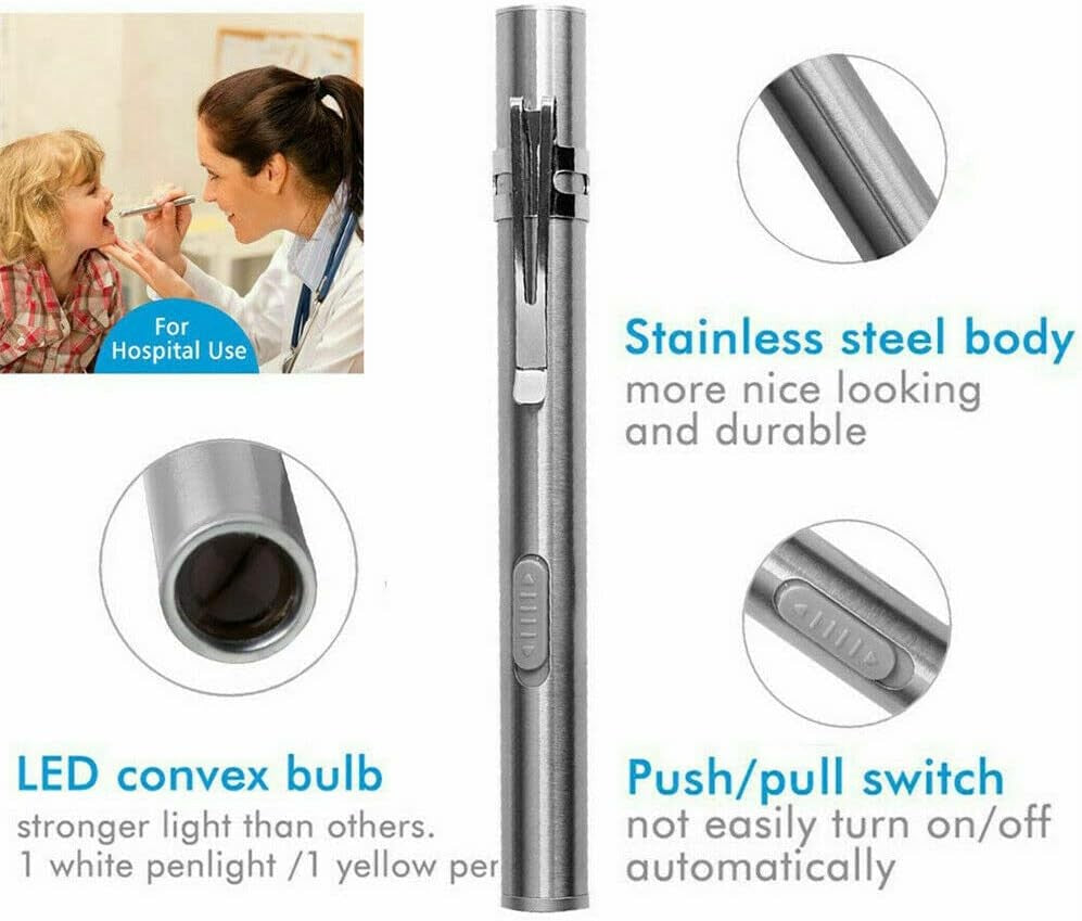 USB Rechargeable Mini LED Flashlight Stainless Steel Pen Light 1000 Lumens Pack
