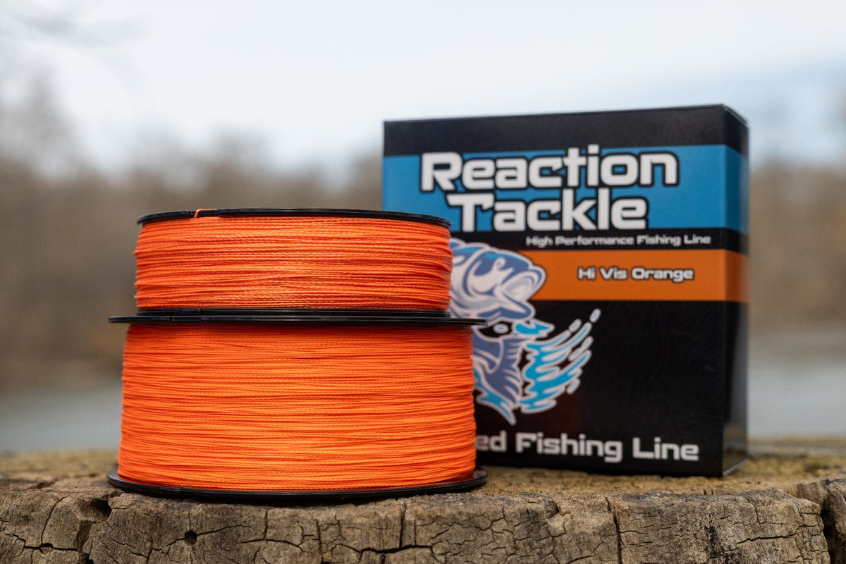 Braided Fishing Line Hi Vis Orange - 4 & 8 Strands, Heavy Duty Tackle
