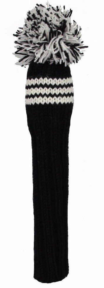 Sunfish Black and White Knit Wool Fairway Golf Headcover - Handcrafted Natural Wool
