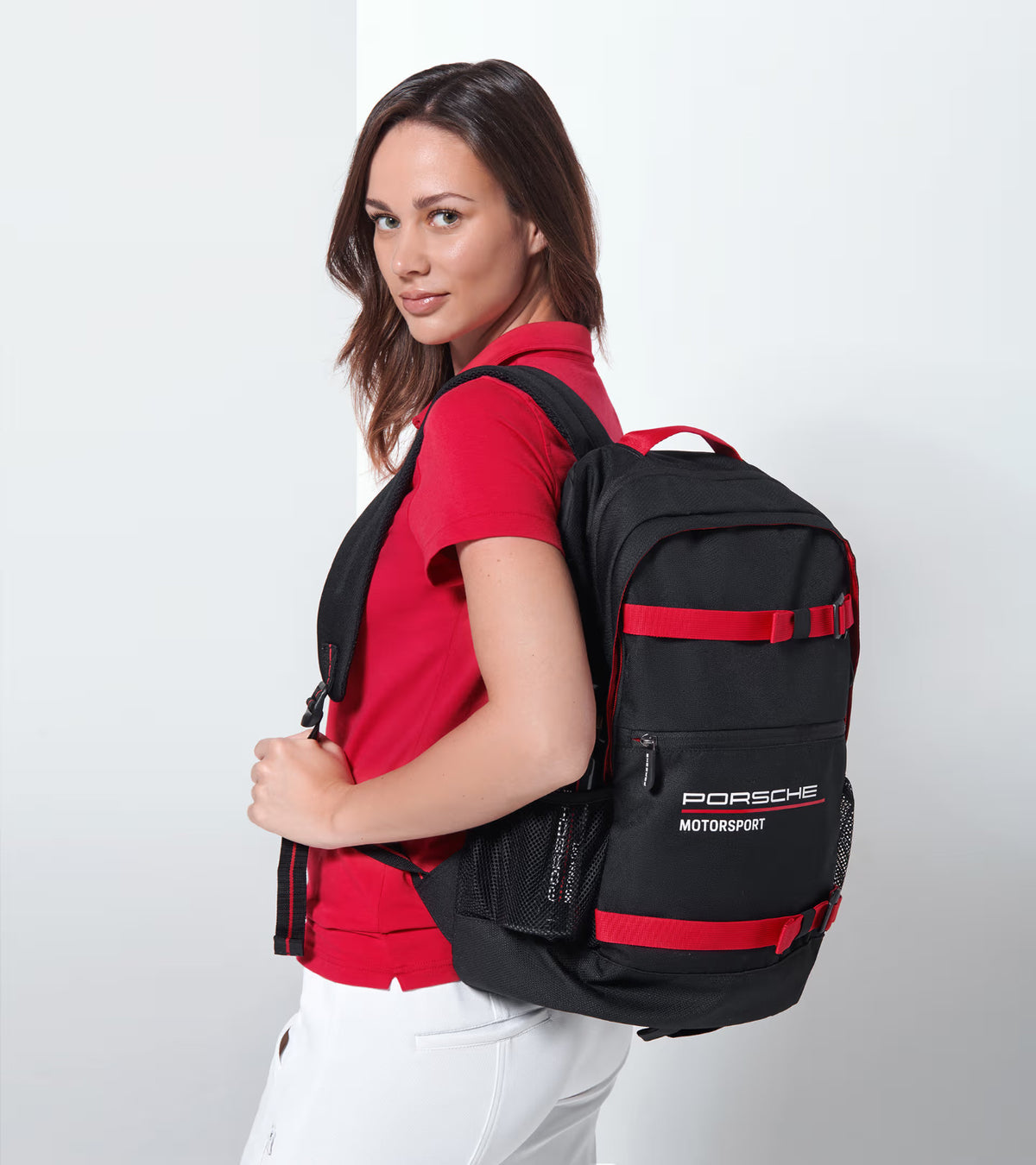 Porsche Motorsport 3 Backpack Black Red 40L Laptop Travel Bag