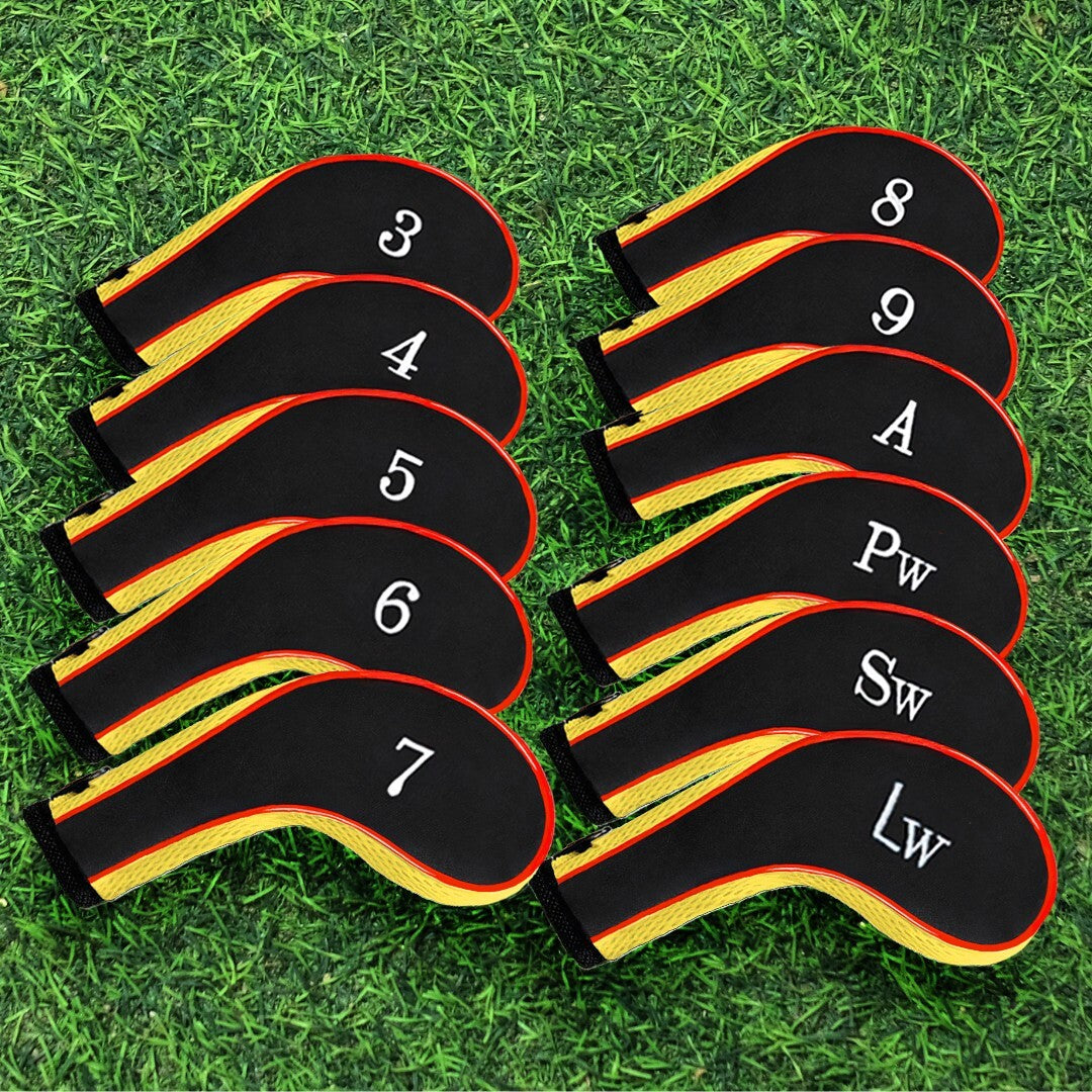 Golf Iron Headcovers Set 11pcs Zippered Protect Clubs Left & Right Hand
