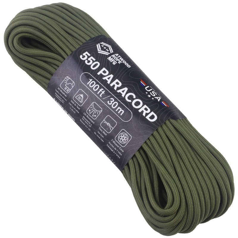 550lb Tensile Strength Paracord 100ft Mil Spec Nylon Cord USA Made