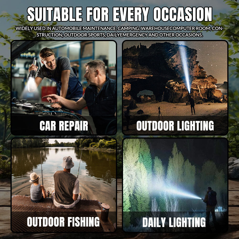 15000000LM Super Bright Rechargeable LED Tactical Flashlight - Waterproof, Multi-Mode, 200-500m Range