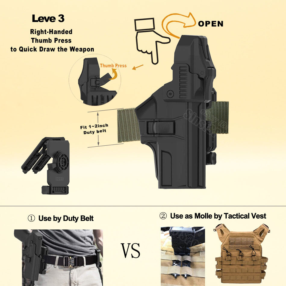 Duty Holster for Sig Sauer SP2022 9mm .40 S&W Level 3 Police Holster