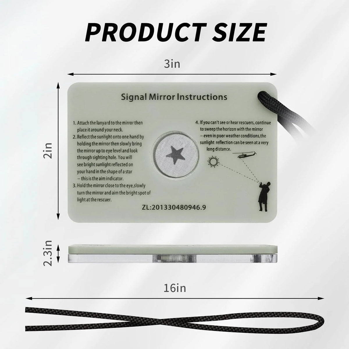 Survival Signal Mirror Reflective Emergency Rescue Tool with Lanyard