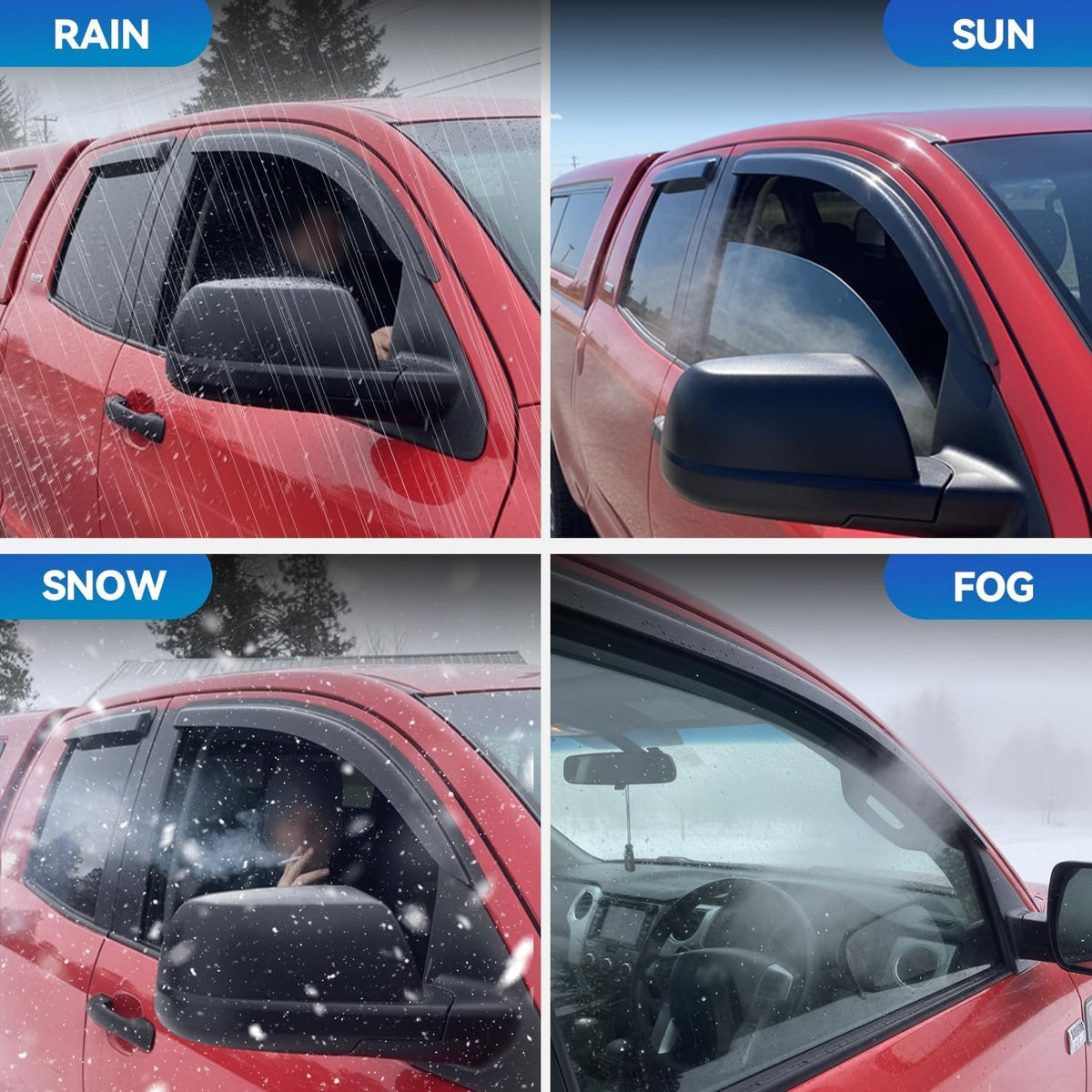 Window Visors Rain Guards for Honda Civic Hatchback 2016-2021 - Out-Channel Side Window Deflectors