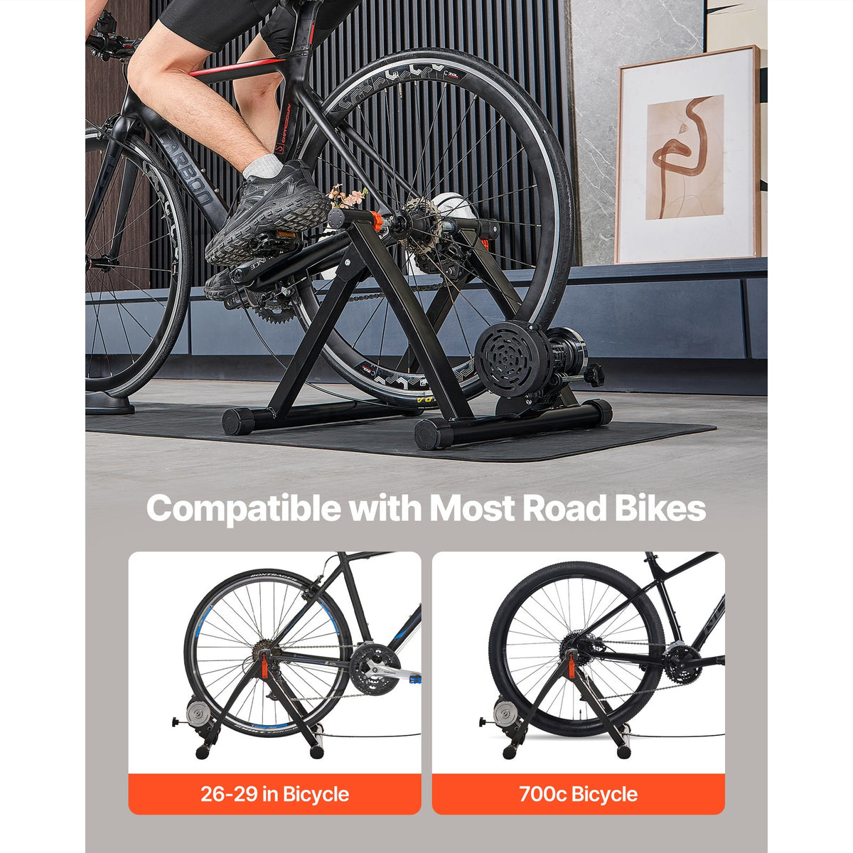 Magnetic Bike Trainer Stand for Indoor Cycling - Fits 26-29 Inch & 700C Wheels
