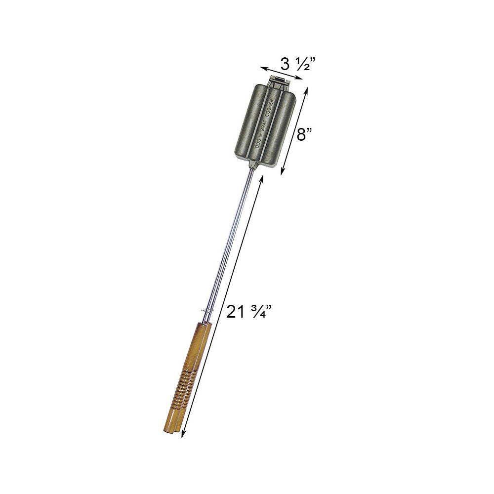 Cast Iron Hot Dog and Brat Cooker with Long Handle for Campfire Cooking