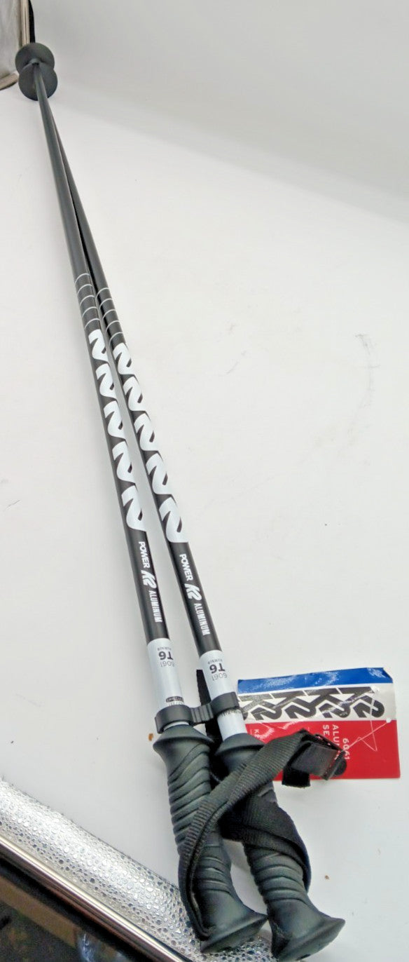 50-Inch Aluminum Seamless Ski Poles T6 Black - Durable Winter Sports Equipment