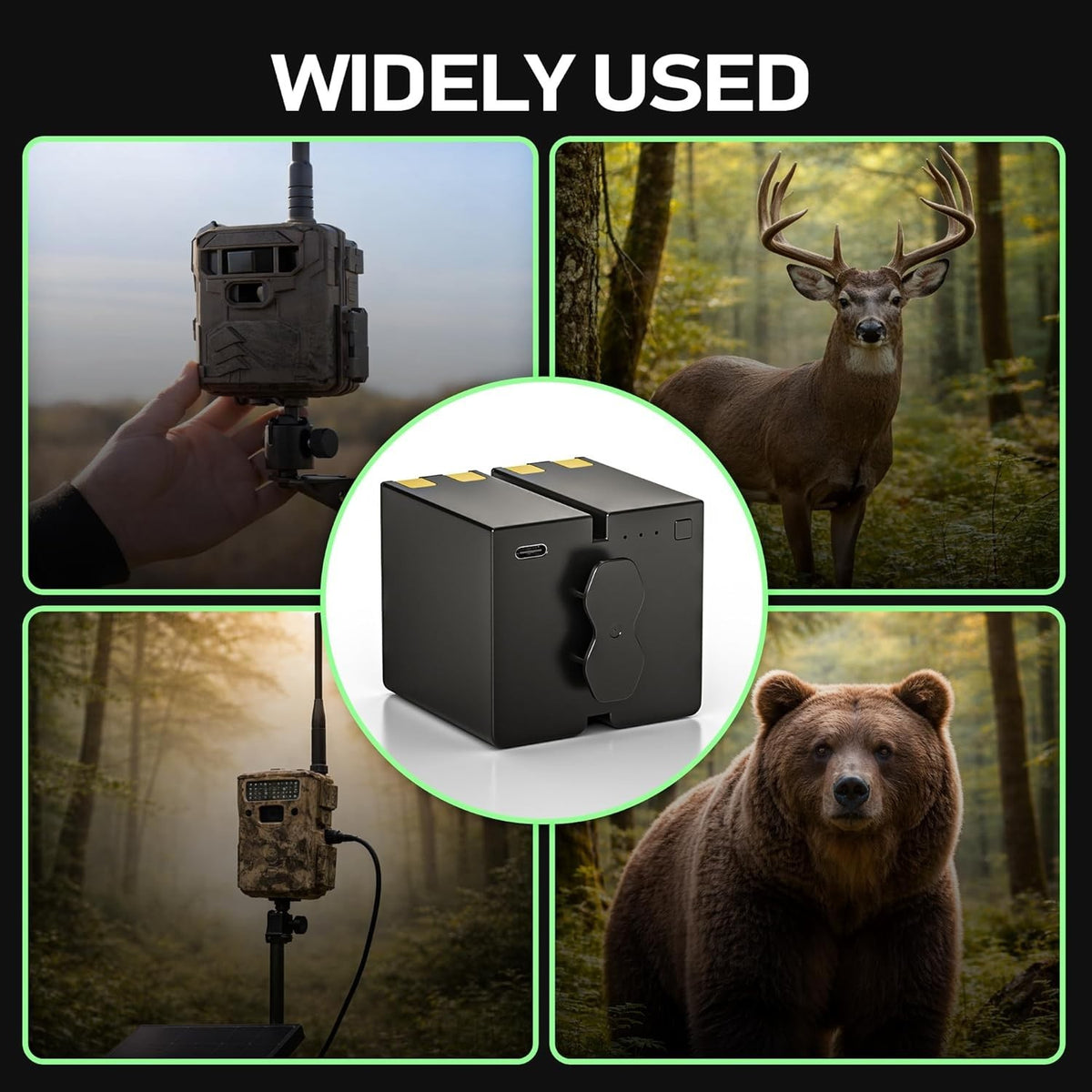 2-Pack Rechargeable Camera Batteries for Trail Cameras - 6500mAh