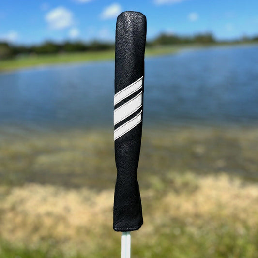 Golf Alignment Stick Cover - Black PU Leather, Fits Up To 3 Sticks