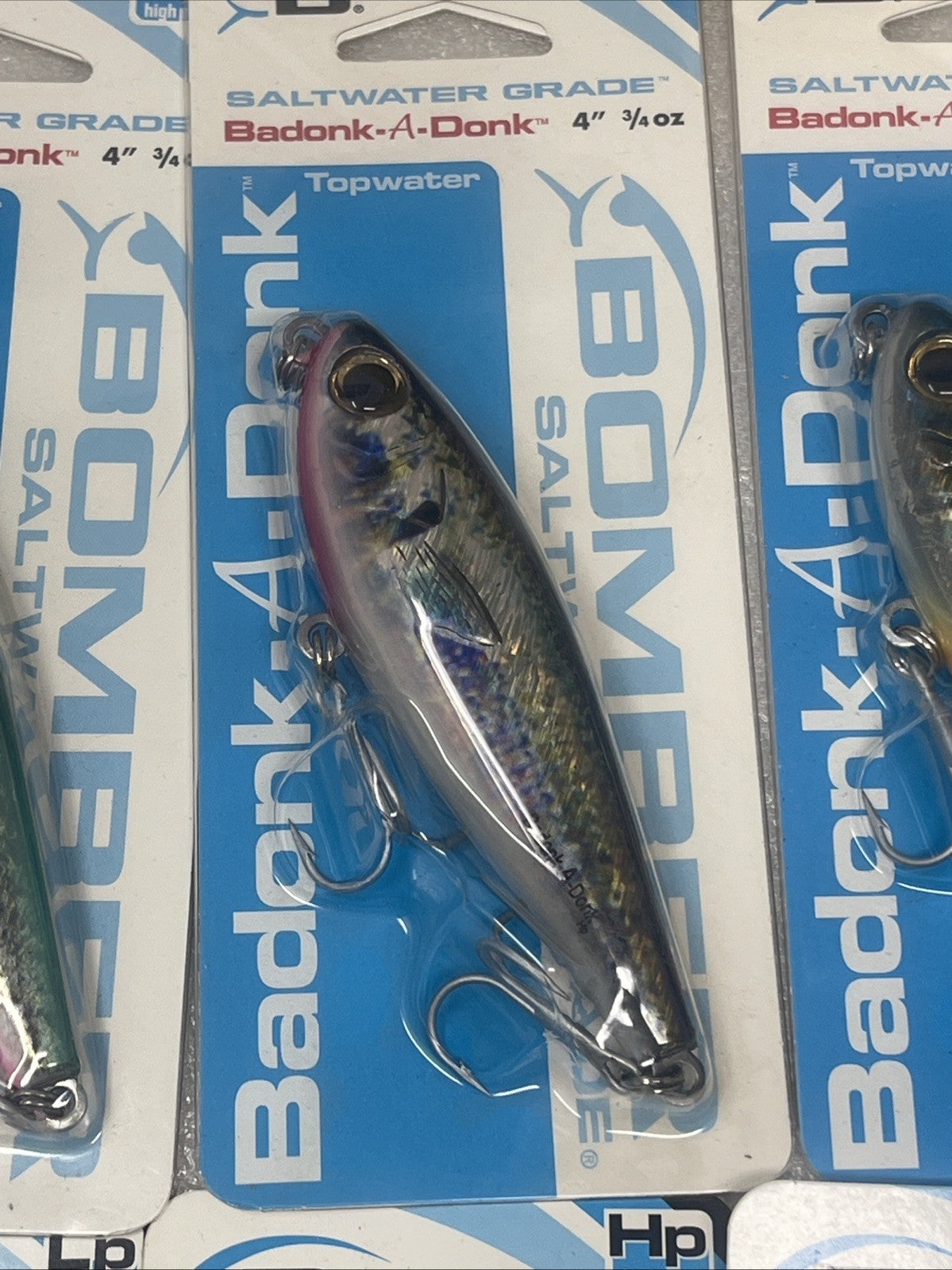 Saltwater Topwater Fishing Lures Lot of 8 - Bomber Badonk-A-Donk Set 3.5 & 4 Inch
