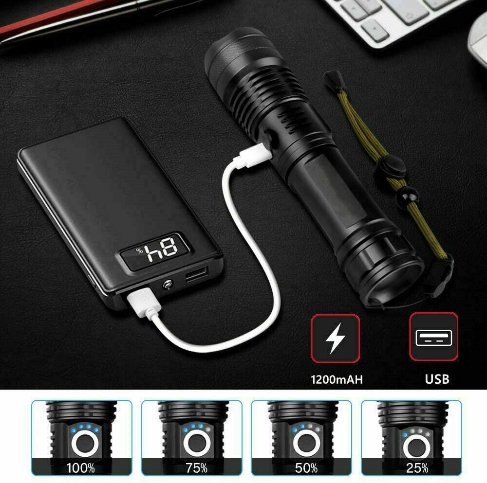 Super Bright LED Tactical Flashlight with Rechargeable Battery, 1000 Lumens