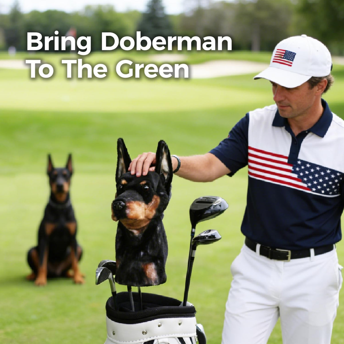 Doberman Pinscher Golf Club Headcovers - Custom Protective Dog Design