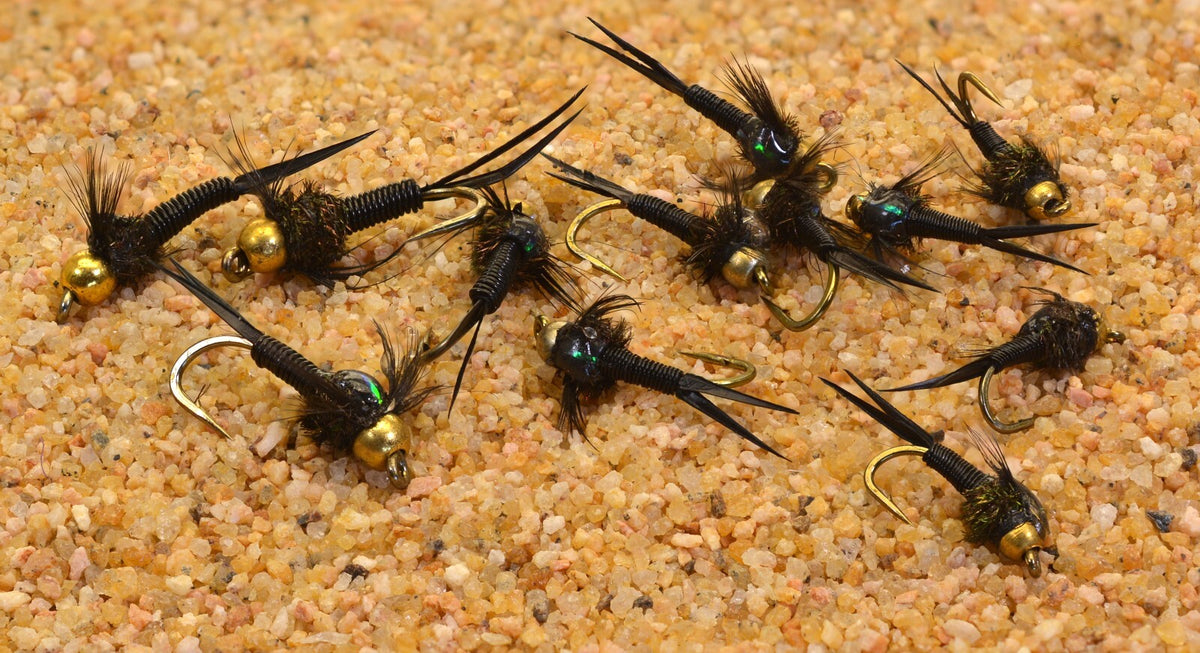 Black Copper John Nymph Flies with Mustad Signature Hooks - Multiple Sizes