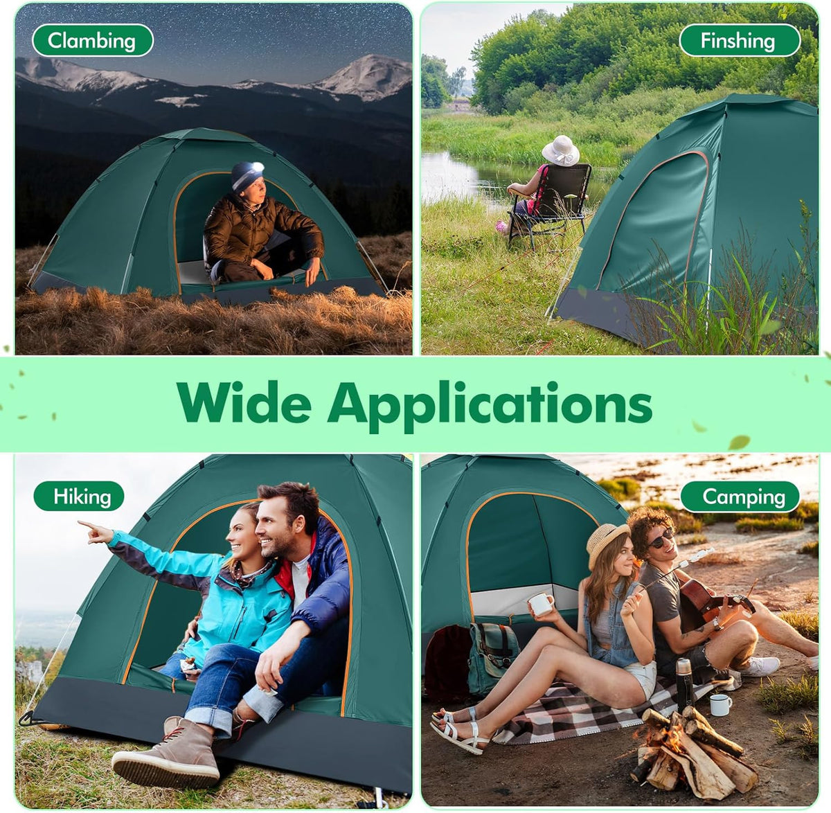 6 Pack 2 Person Outdoor Camping Tents with Rain Fly and Carrying Bag for Homeless Emergency Shelter