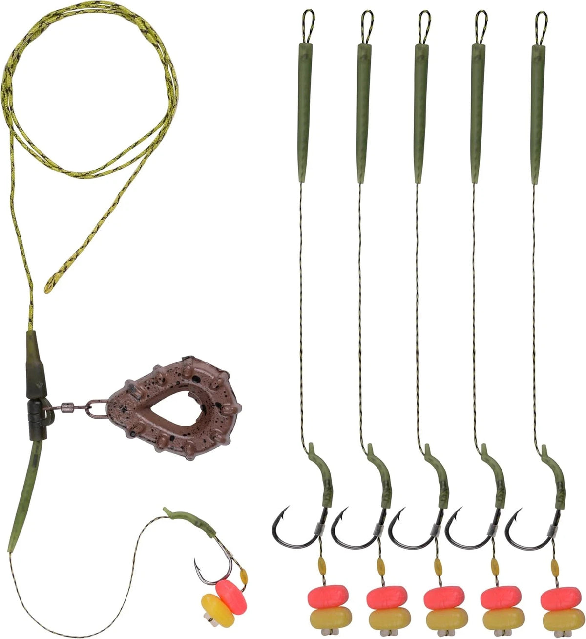 Carp Fishing Rig Kit with Hooks Sinkers and Quick Change Leaders