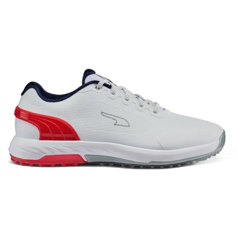 Golf Shoes Men Spikeless Waterproof Athletic Footwear - White Red Navy