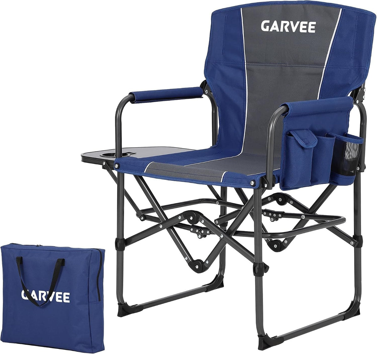Heavy Duty Oversized Camping Chair with Side Table & Support 400LB