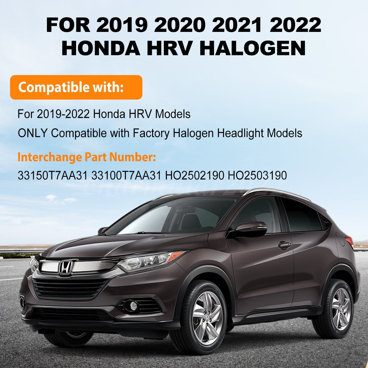 Halogen LED Headlight Assembly for Honda HRV 2019-2022 Left Driver Side