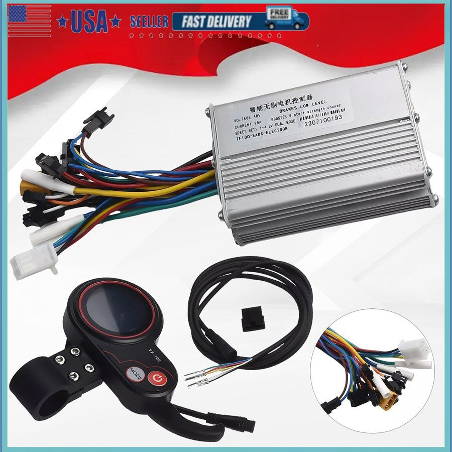 48V 25A 1200W Brushless Motor Controller for Electric Scooter with LCD Display and 6-Pin Cable