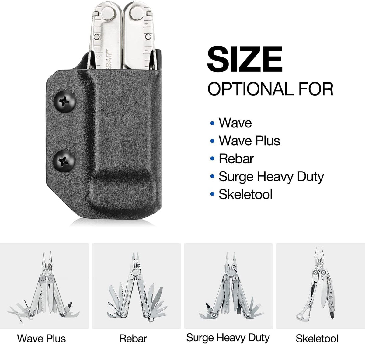 Kydex Sheath for Leatherman Wave & Wave Plus - Multitool Pouch, Adjustable Belt Clip