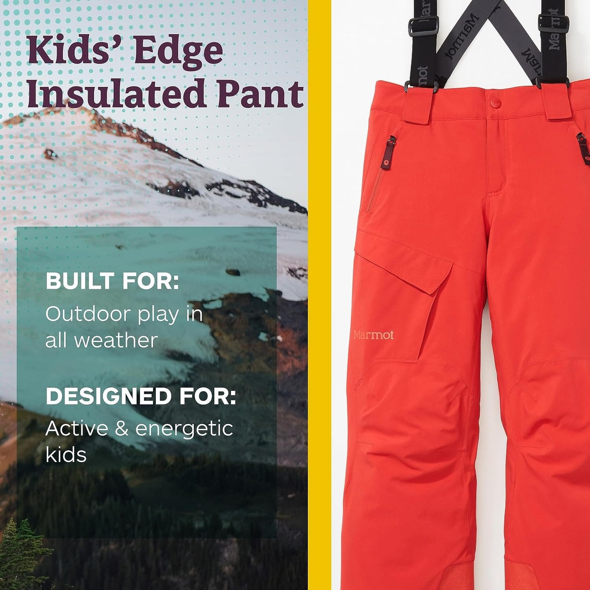 Kids Insulated Snow Pants - Waterproof & Breathable Winter Ski Wear - Cairo Red, Medium