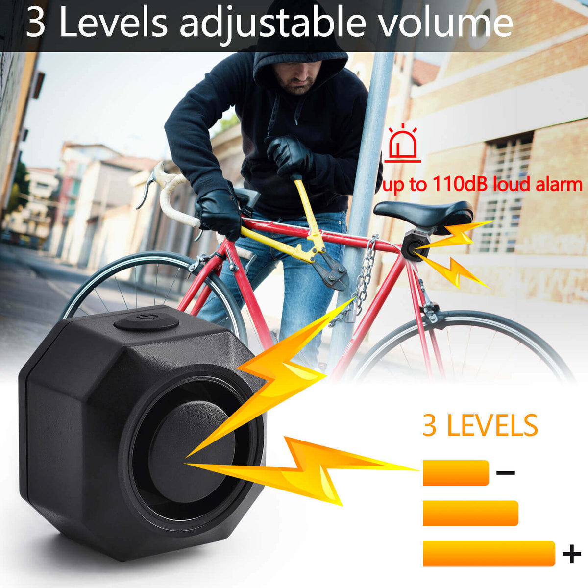 Wireless Bike Alarm System with Remote, Vibration Detection & Waterproof USB Rechargeable