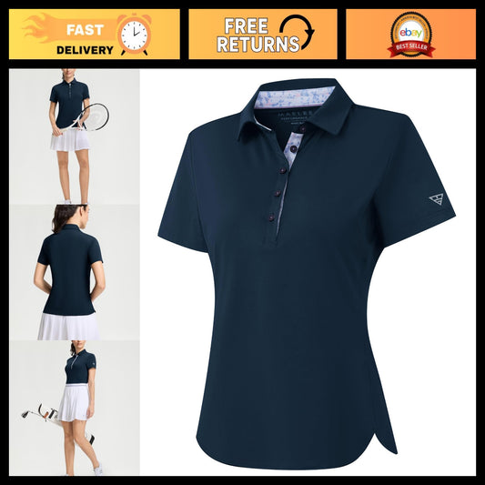 Women's Polo Shirt with 5 Buttons | Lightweight Dry Fit Golf Top