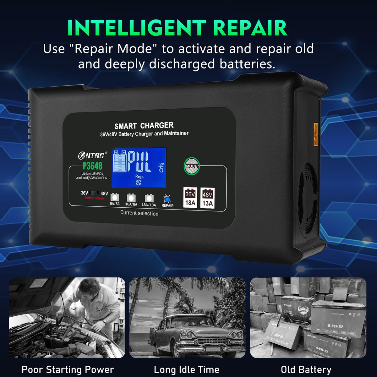 48V 13A Golf Cart Battery Charger for Yamaha G29 - Fast, Intelligent Power Supply