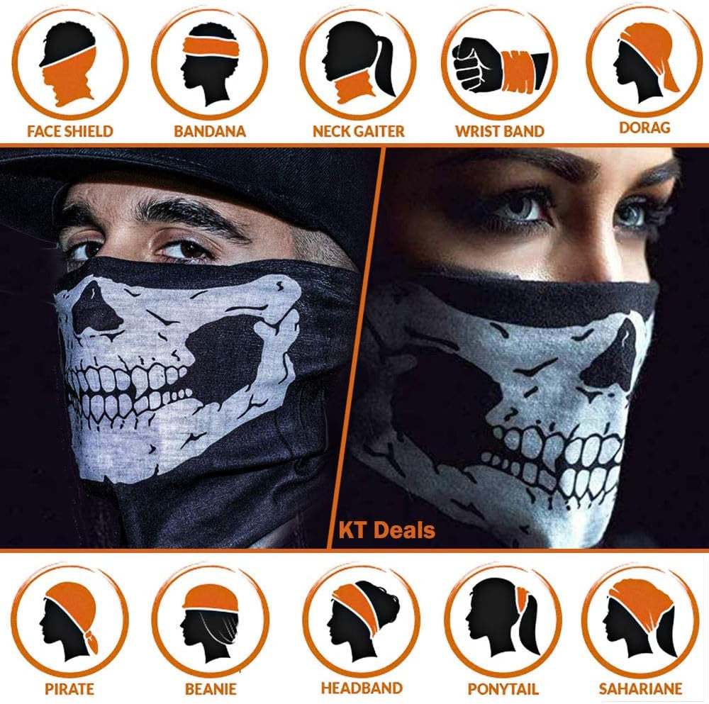8 Pcs Skull Face Mask Balaclava Ghost Bandana for Motorcycle Biking & Outdoor Sports