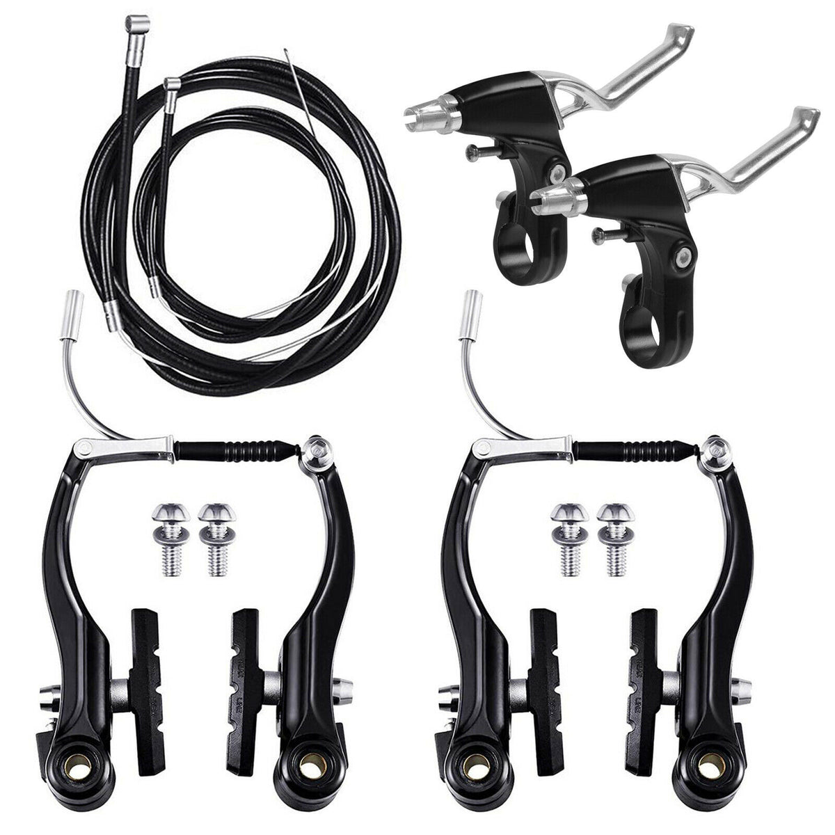 Universal Mountain Bike V Brake Set Front & Rear with Cables and Levers