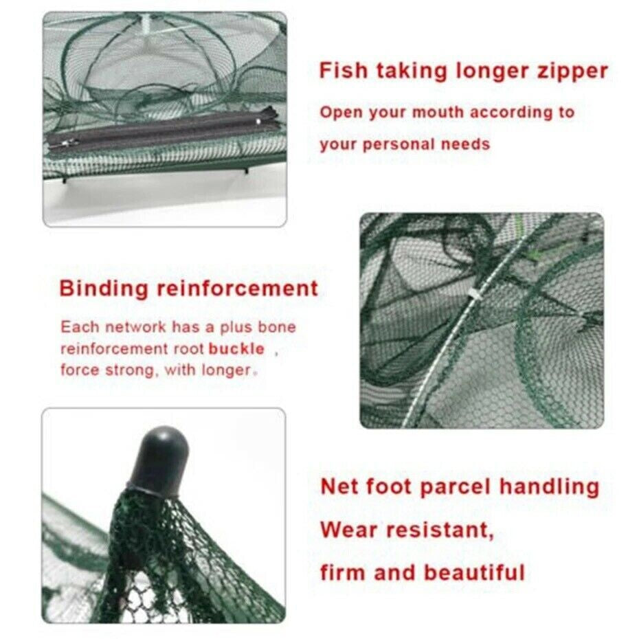 Foldable Fishing Bait Trap Crab Net Crawdad Shrimp Cage with Six Entrances