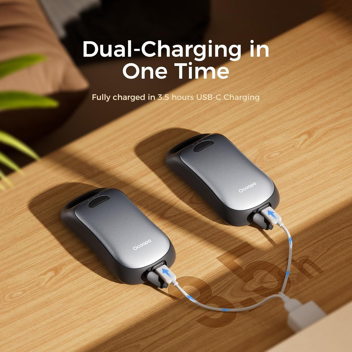 Rechargeable Portable Hand Warmer with 6000mAh Battery Waterproof for Outdoor Hiking