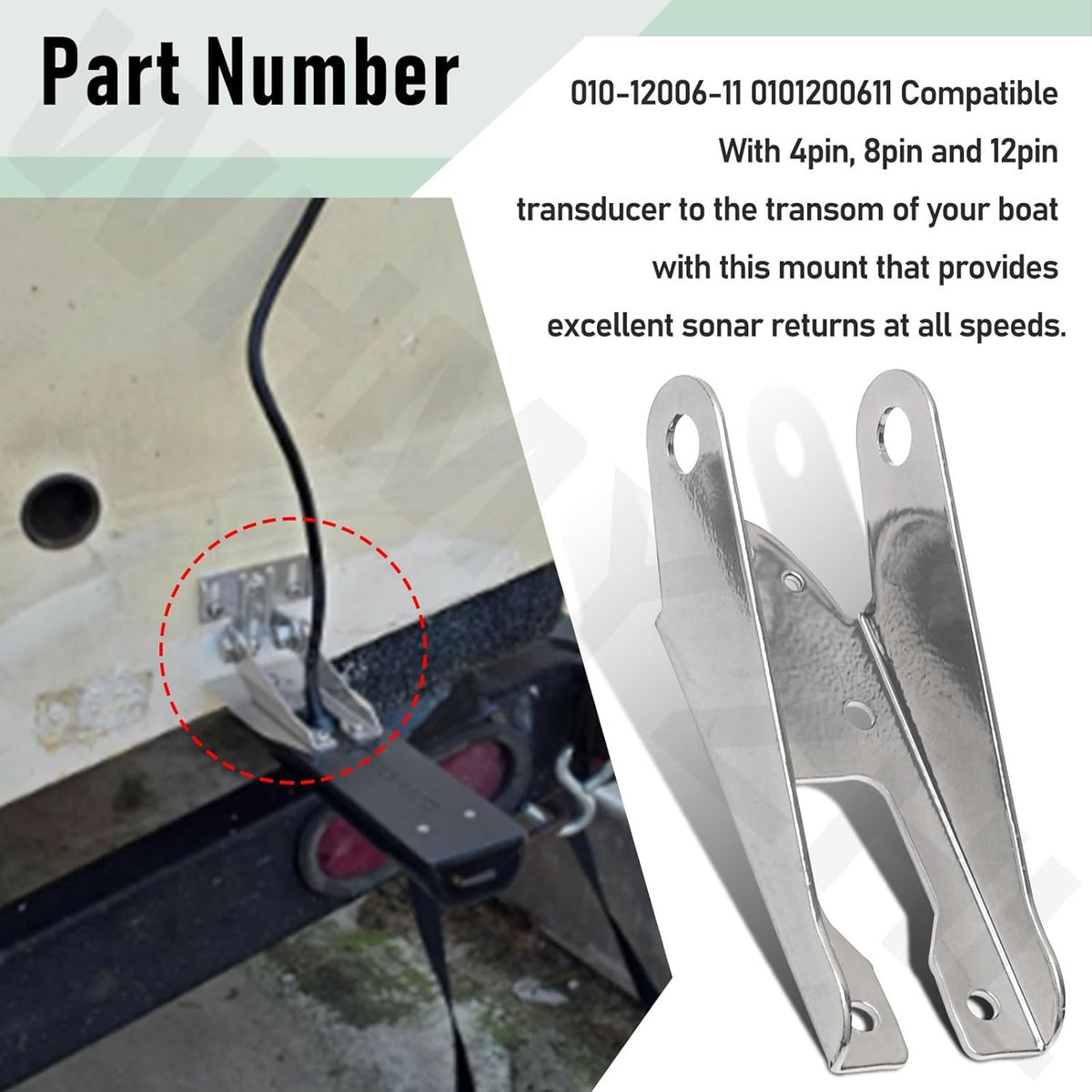 Boat Transducer Mount Bracket for Garmin Fish Finders - Heavy Duty Transom Clamp