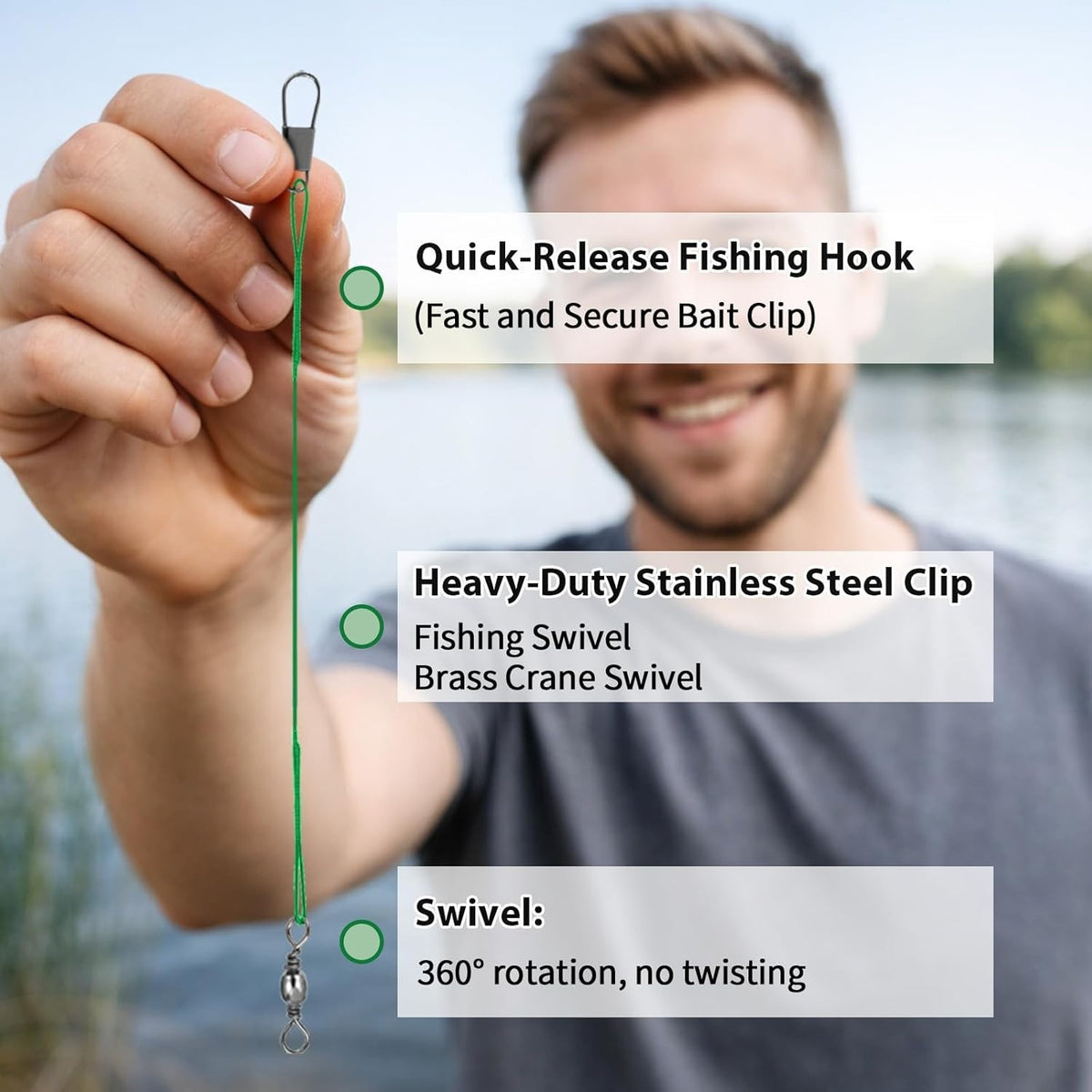 60 Pcs Fishing Leaders with Swivels - Saltwater & Freshwater Tackle Set