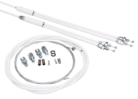 BMX Gyro Cables Set for Old School Bikes - White, Front & Rear Compatible