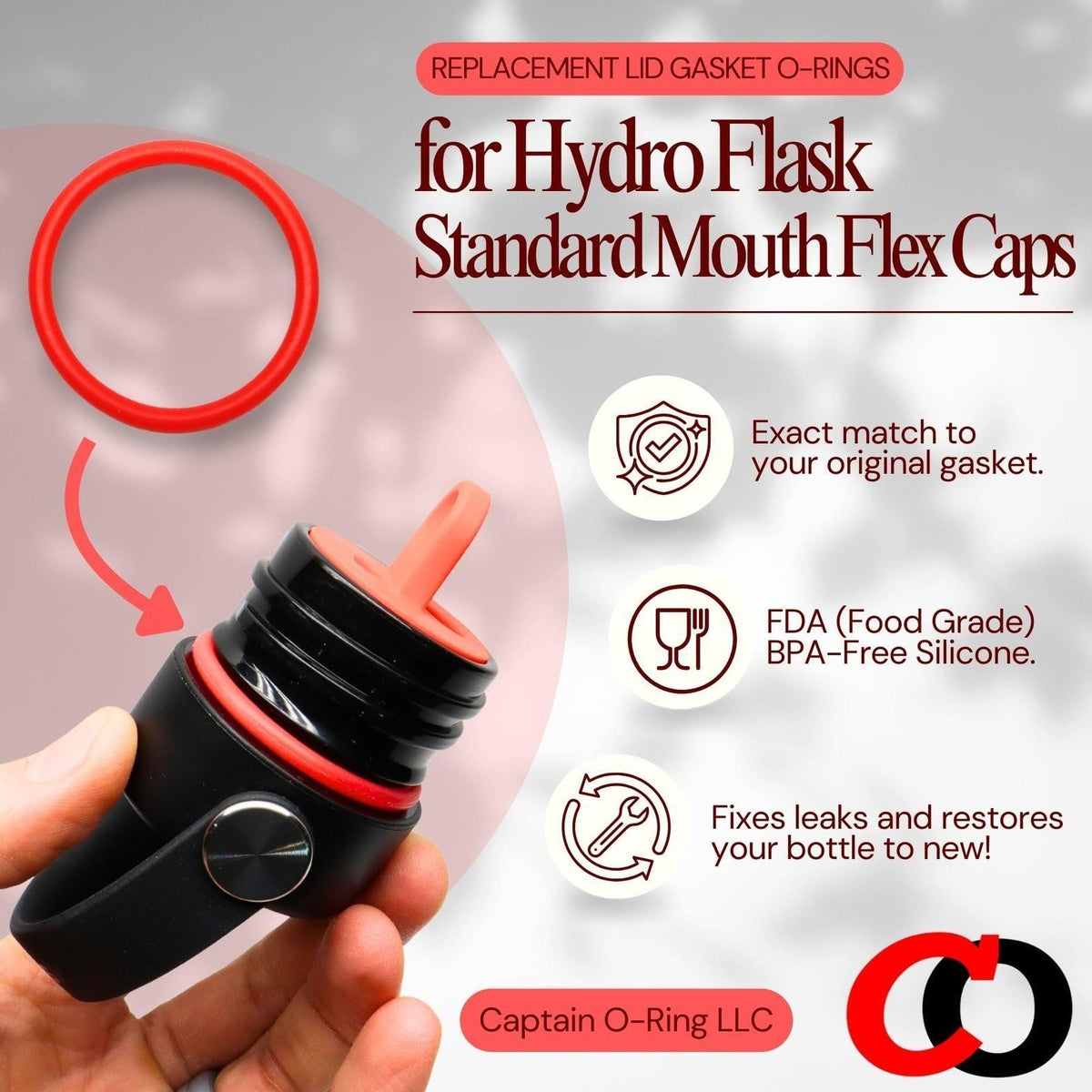 Replacement O-Ring Gaskets for Hydro Flask Narrow Mouth Flex Caps - 8 Pack