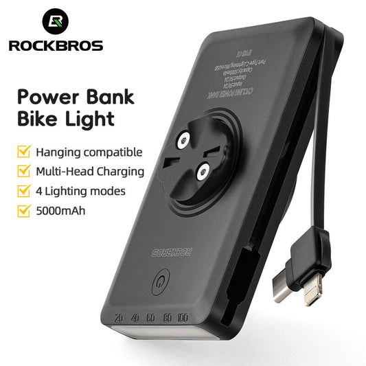 Bike Light Power Bank 5000mAh Waterproof USB Rechargeable with 4 Light Modes