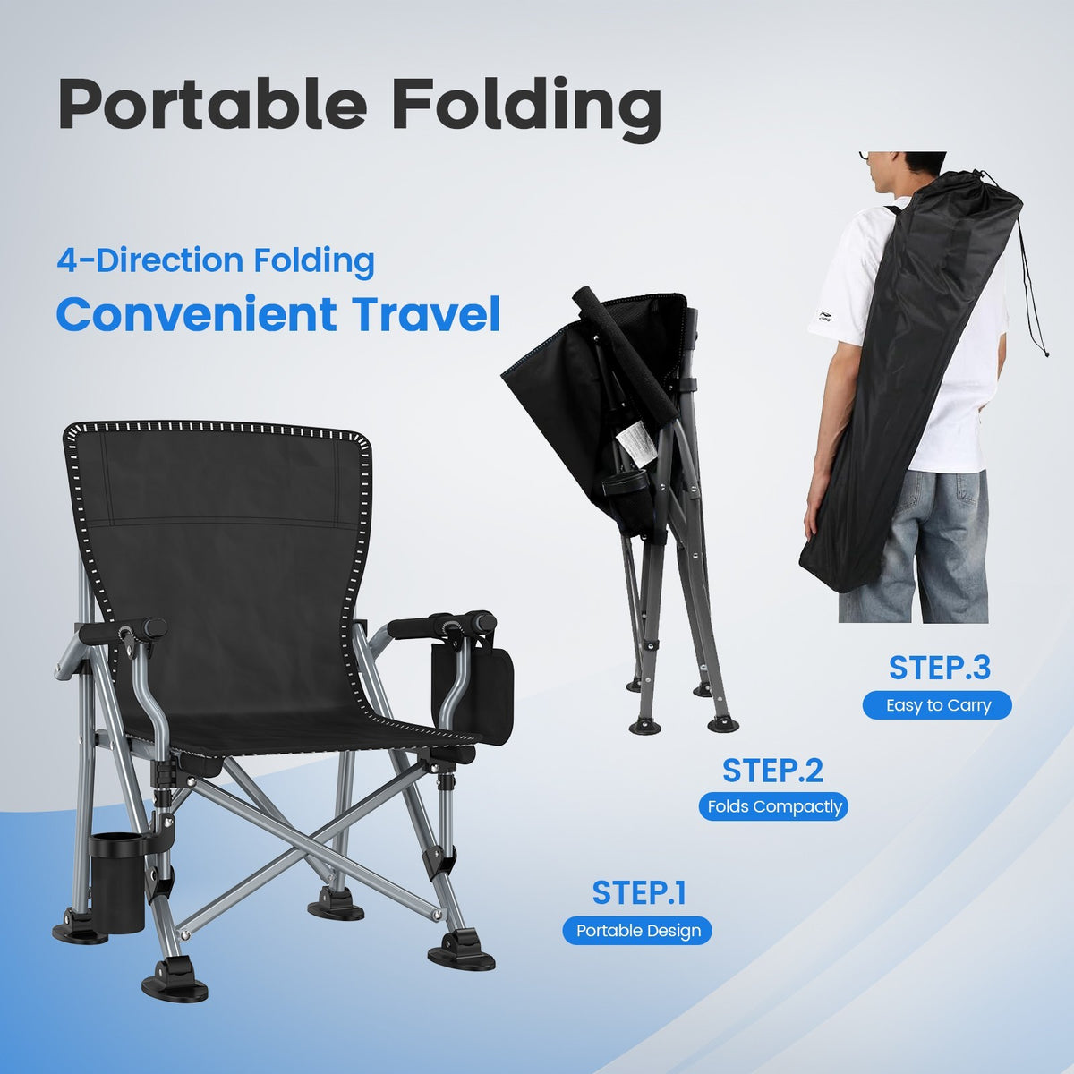 Heavy Duty Portable Camping Chair with Cup Holder and Oversized Design