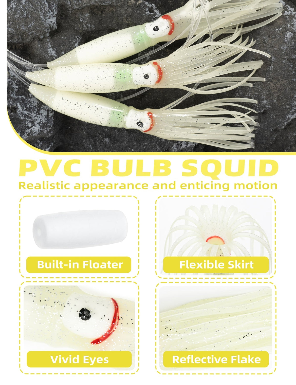 18-Inch Fishing Spreader Bar with Luminescent Squids for Saltwater Game Fish