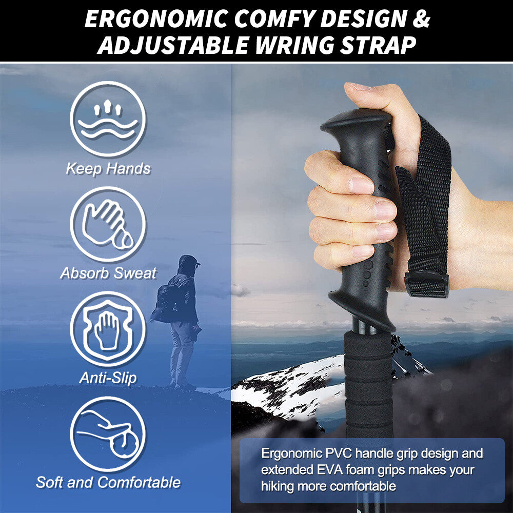 Lightweight Collapsible Hiking Poles with Anti-Shock & Ergonomic Grip
