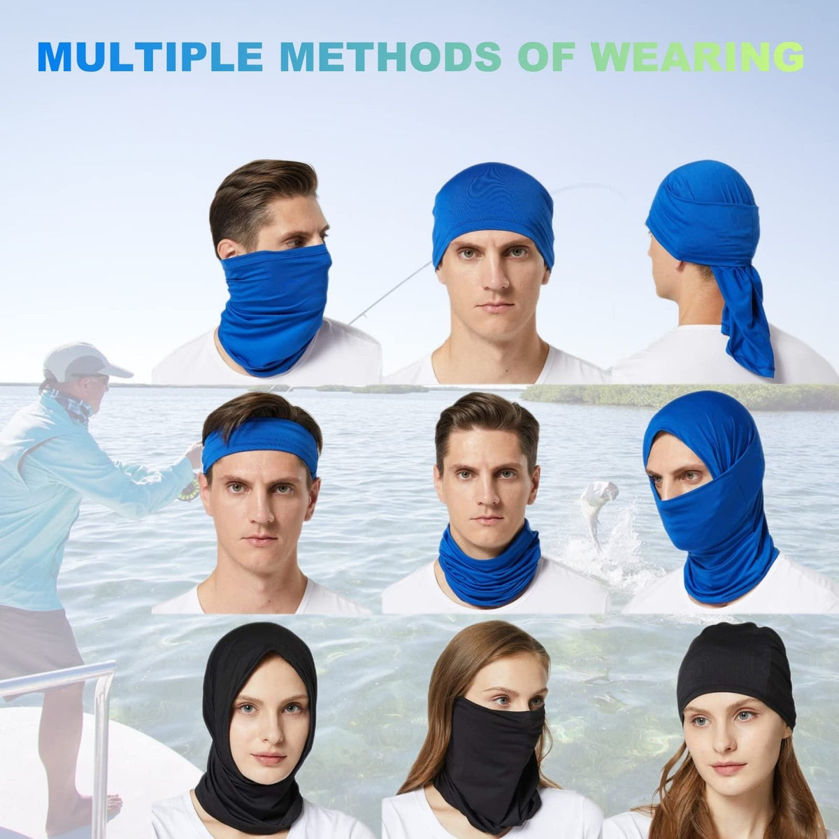 Breathable 6 Pack Neck Gaiter Face Masks for Men Women - Multi-Use Protective Headwear